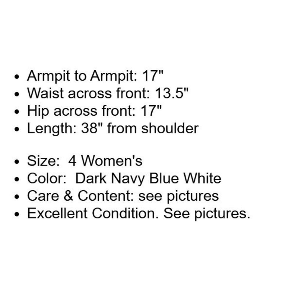 LRL Ralph Lauren Dress Womens 4 Navy Blue White Polka Dot Stretch Knit Faux Wrap - Picture 4 of 15